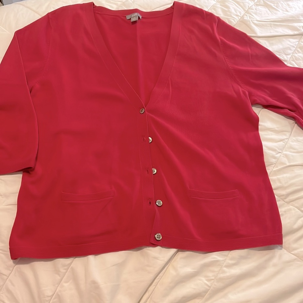 J Jill cardigan - Poppy/Watermelon/Coralish Red. not as bright as photos show